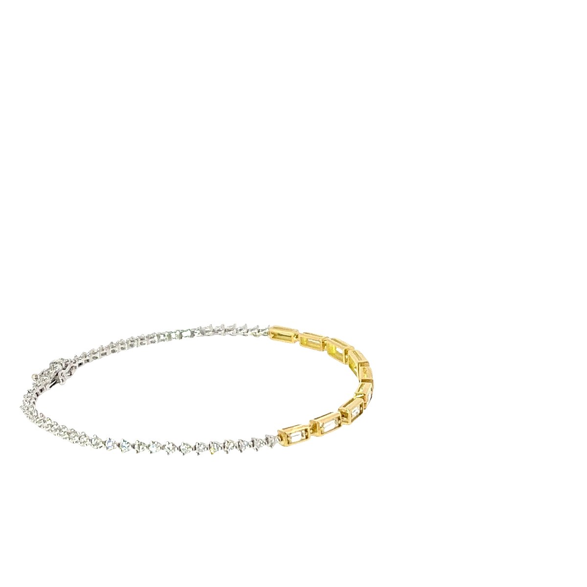 Bracelet de tennis en diamant – 1,95 ct de diamants ronds et baguette naturels en or 18 carats-photo-4