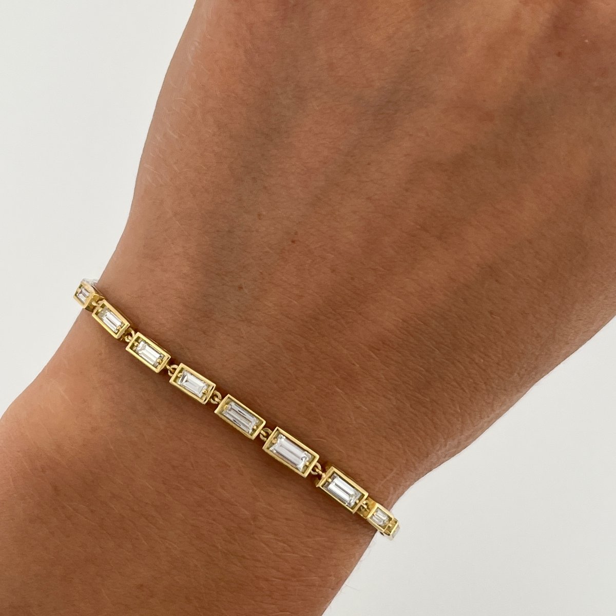 Bracelet de tennis en diamant – 1,95 ct de diamants ronds et baguette naturels en or 18 carats-photo-1