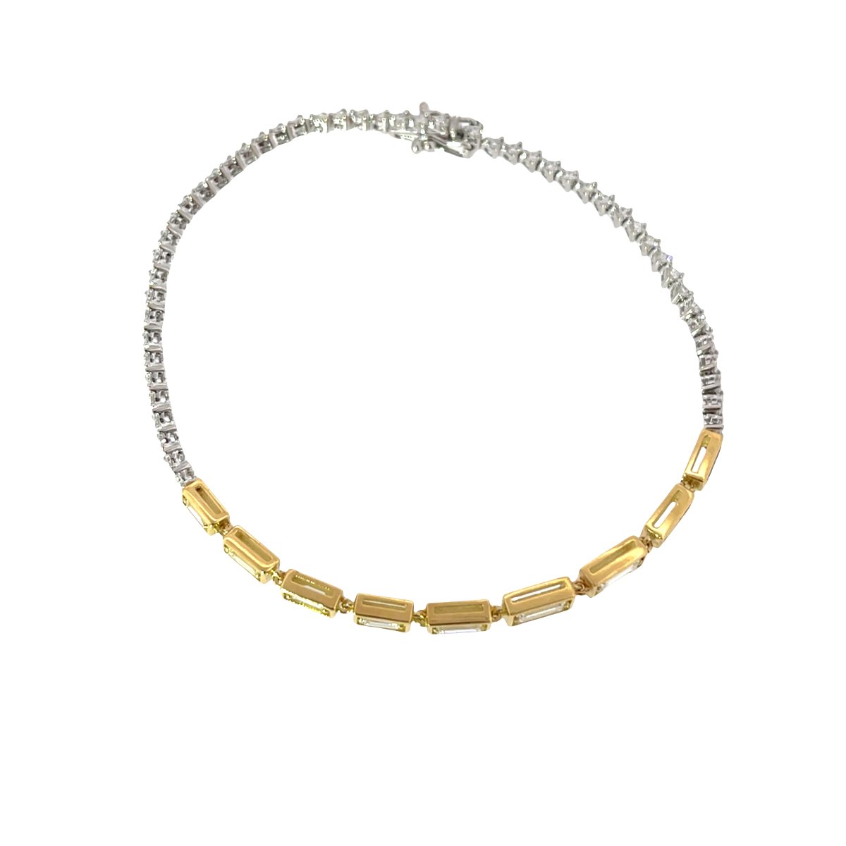 Bracelet de tennis en diamant – 1,95 ct de diamants ronds et baguette naturels en or 18 carats-photo-2