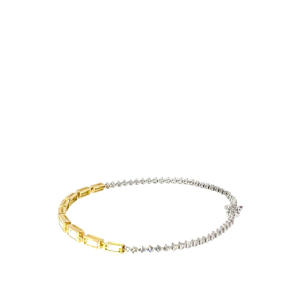 Bracelet de tennis en diamant – 1,95 ct de diamants ronds et baguette naturels en or 18 carats-photo-3