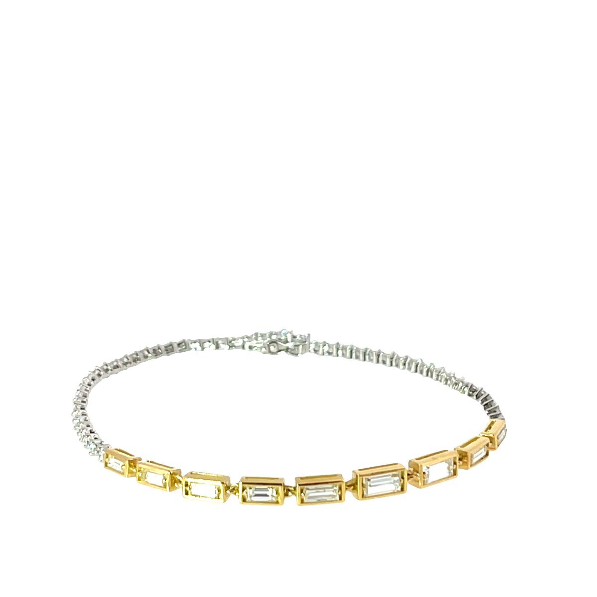 Bracelet de tennis en diamant – 1,95 ct de diamants ronds et baguette naturels en or 18 carats-photo-4