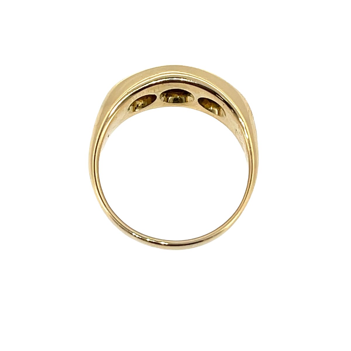 Bague gypsy vintage à 3 diamants – Or jaune 18 carats, 0,40 ct de diamants naturels-photo-1