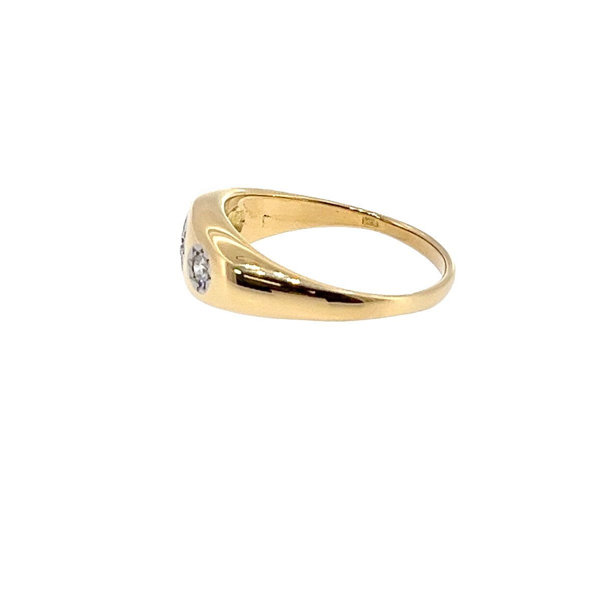 Bague gypsy vintage à 3 diamants – Or jaune 18 carats, 0,40 ct de diamants naturels-photo-3