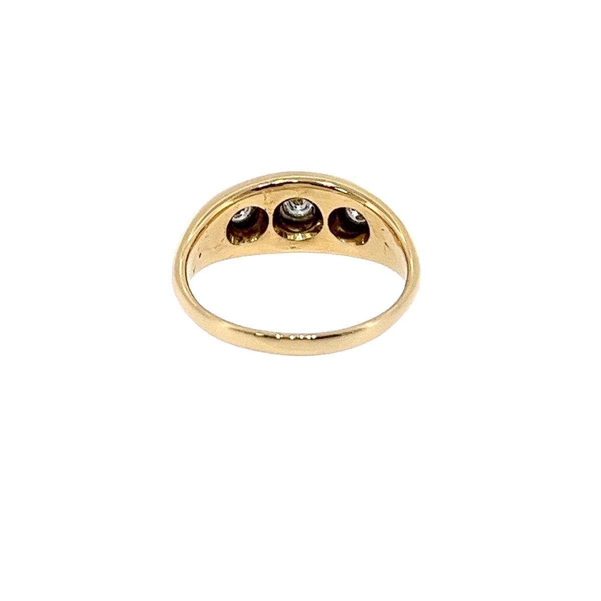 Bague gypsy vintage à 3 diamants – Or jaune 18 carats, 0,40 ct de diamants naturels-photo-4