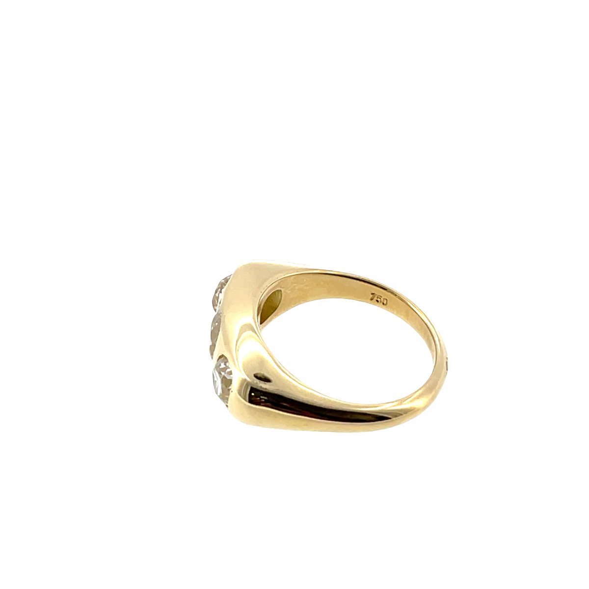 Bague trois pierres en diamant – Or jaune 18 carats, diamants naturels 2,20 ct-photo-4
