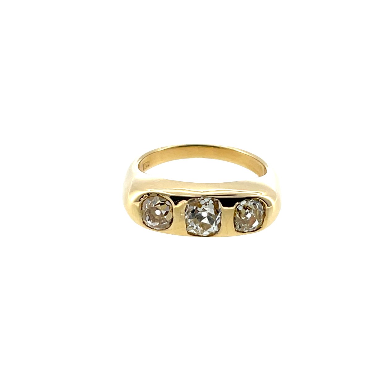 Bague trois pierres en diamant – Or jaune 18 carats, diamants naturels 2,20 ct-photo-1