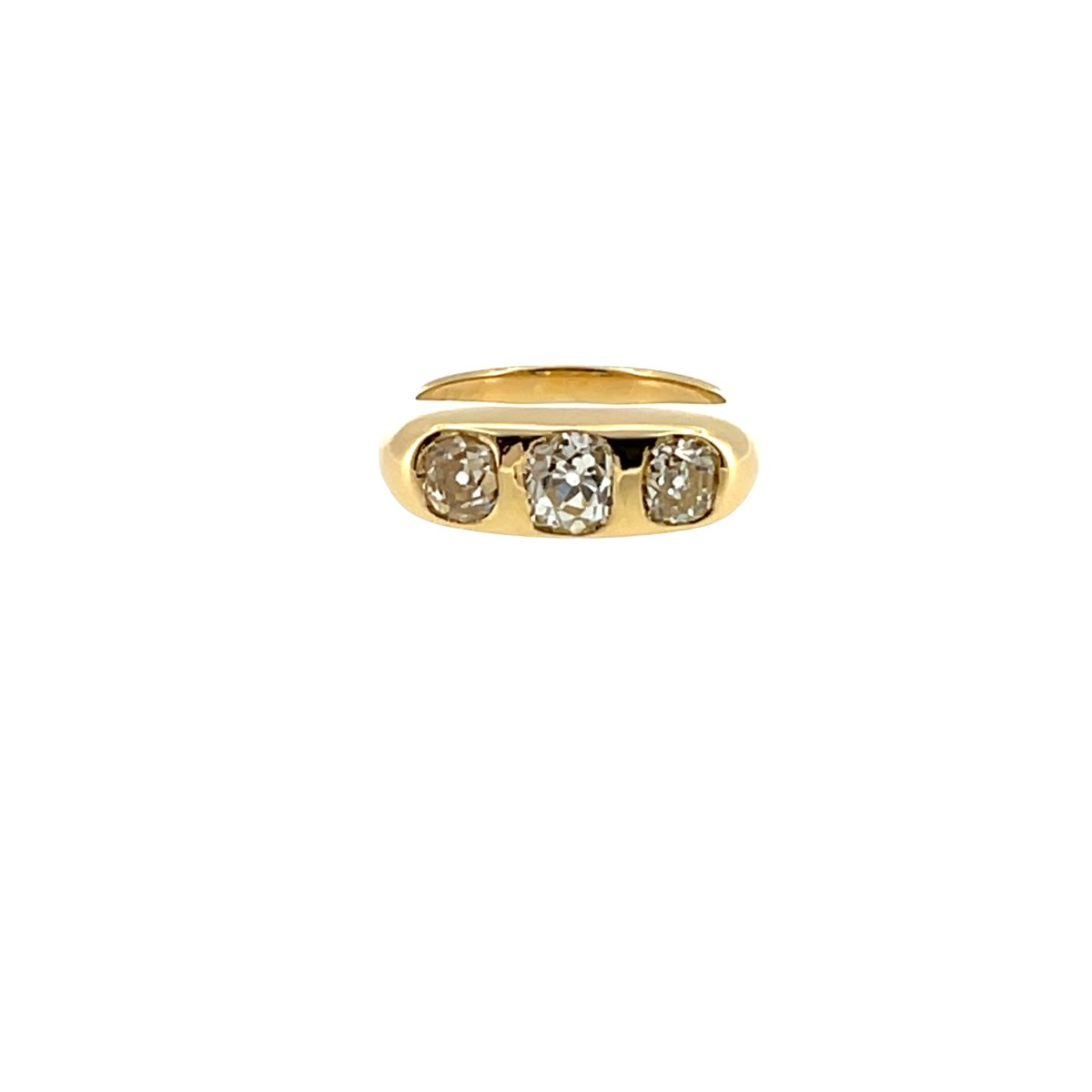 Bague trois pierres en diamant – Or jaune 18 carats, diamants naturels 2,20 ct-photo-3