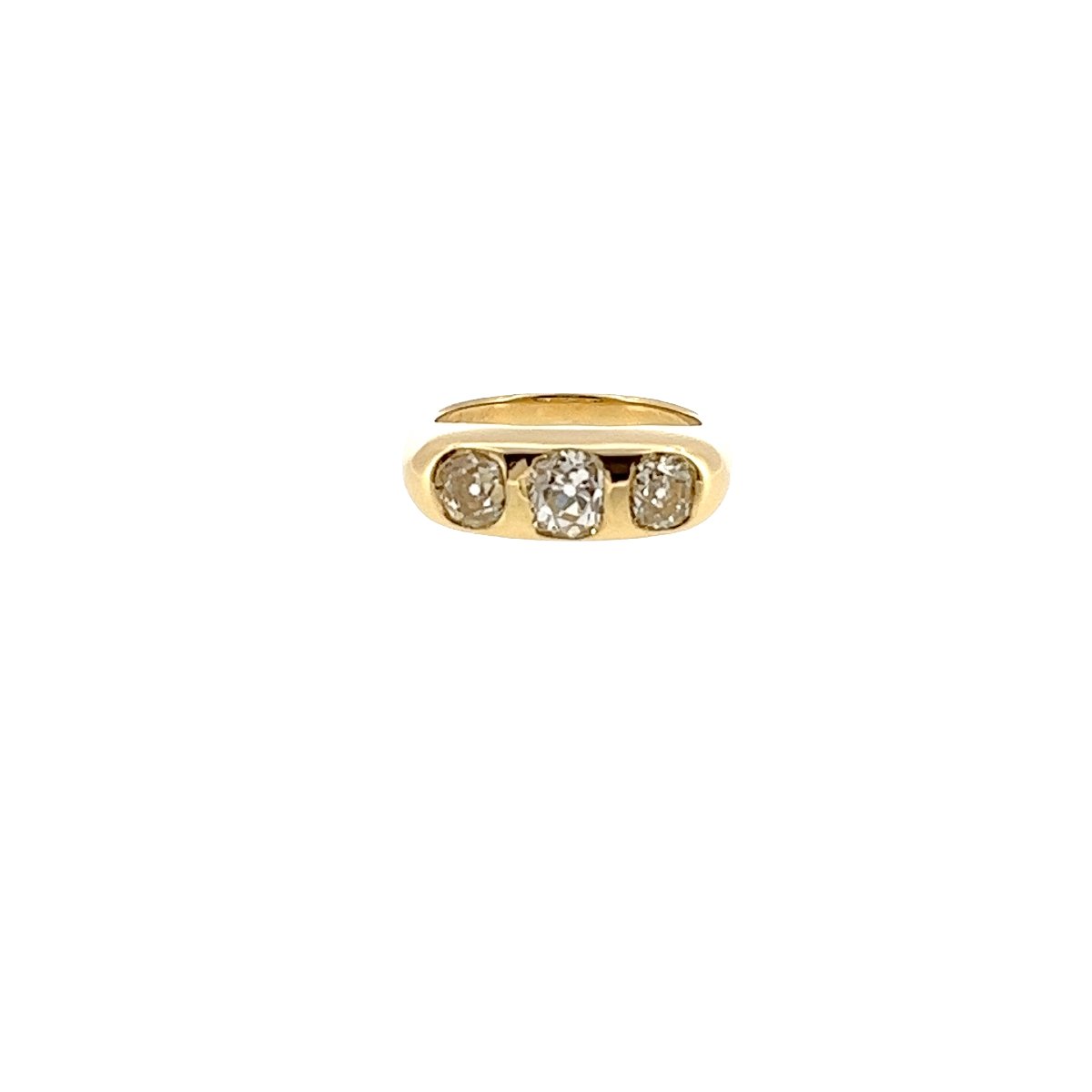 Bague trois pierres en diamant – Or jaune 18 carats, diamants naturels 2,20 ct-photo-4