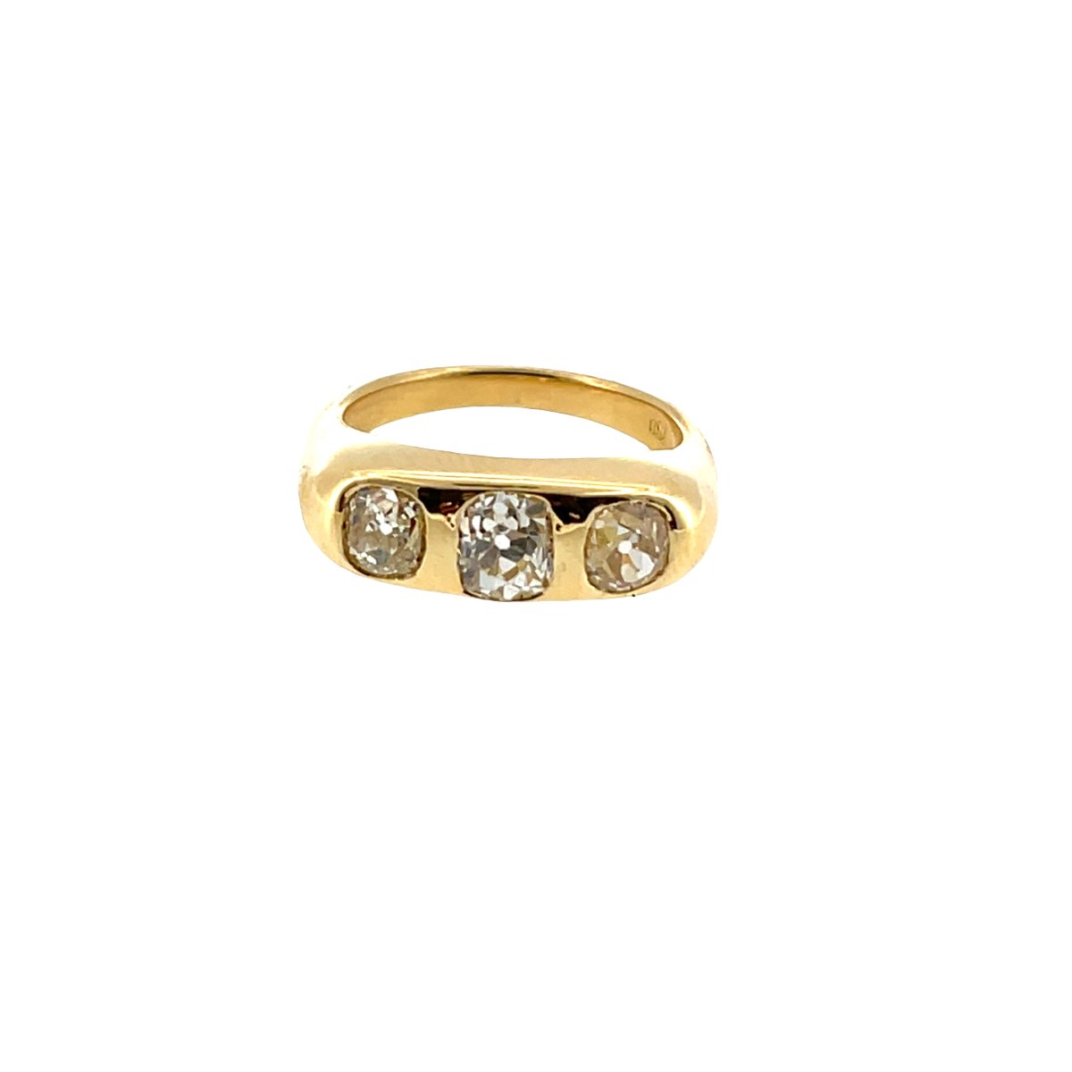Bague trois pierres en diamant – Or jaune 18 carats, diamants naturels 2,20 ct