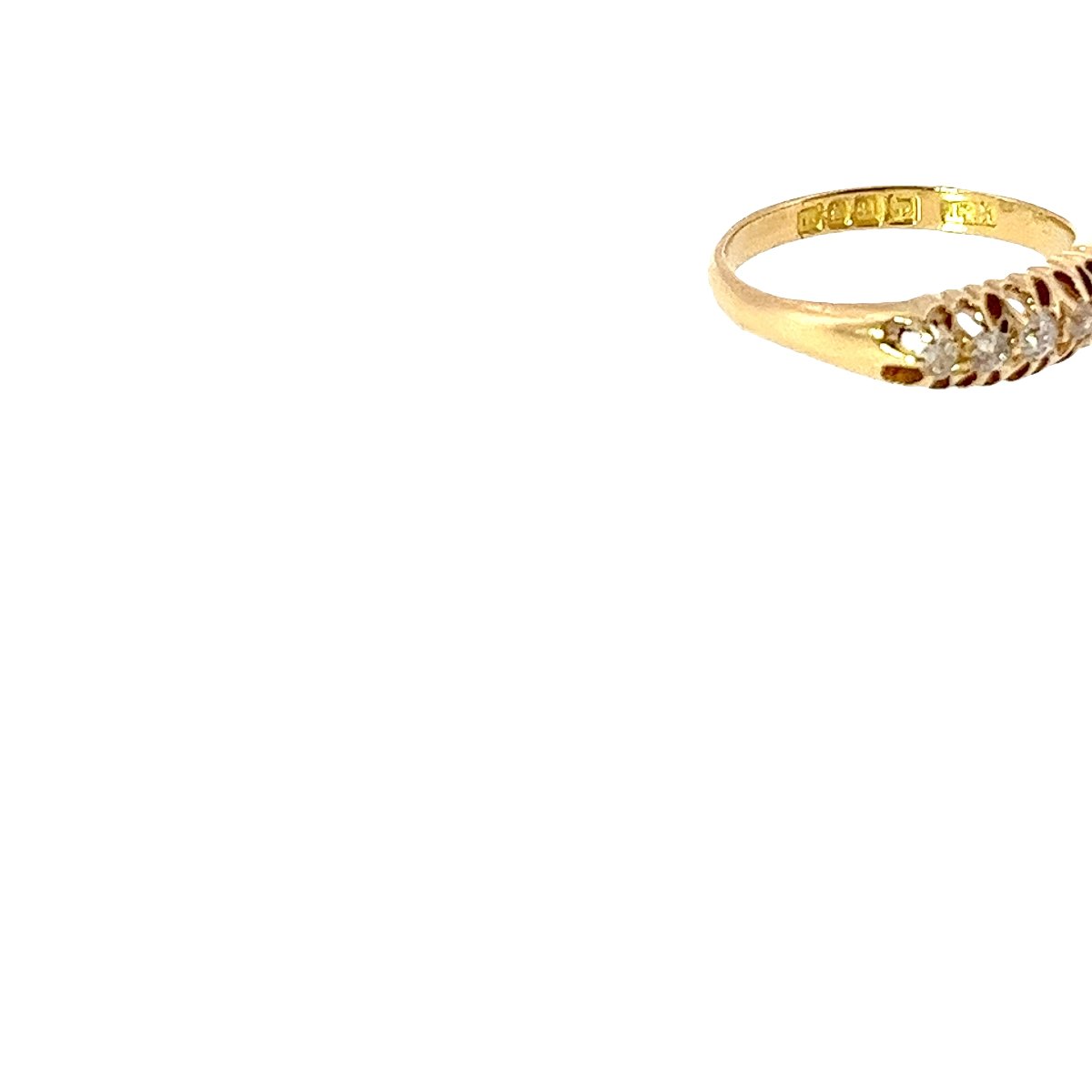 Bague vintage à 5 pierres en diamant – Or jaune 18 carats, diamants naturels 0,17 ct-photo-3