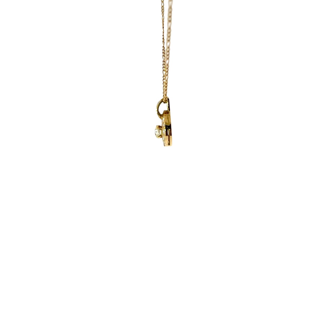 Pendentif halo en diamant en or jaune 9 carats sur chaîne de 17 pouces-photo-3
