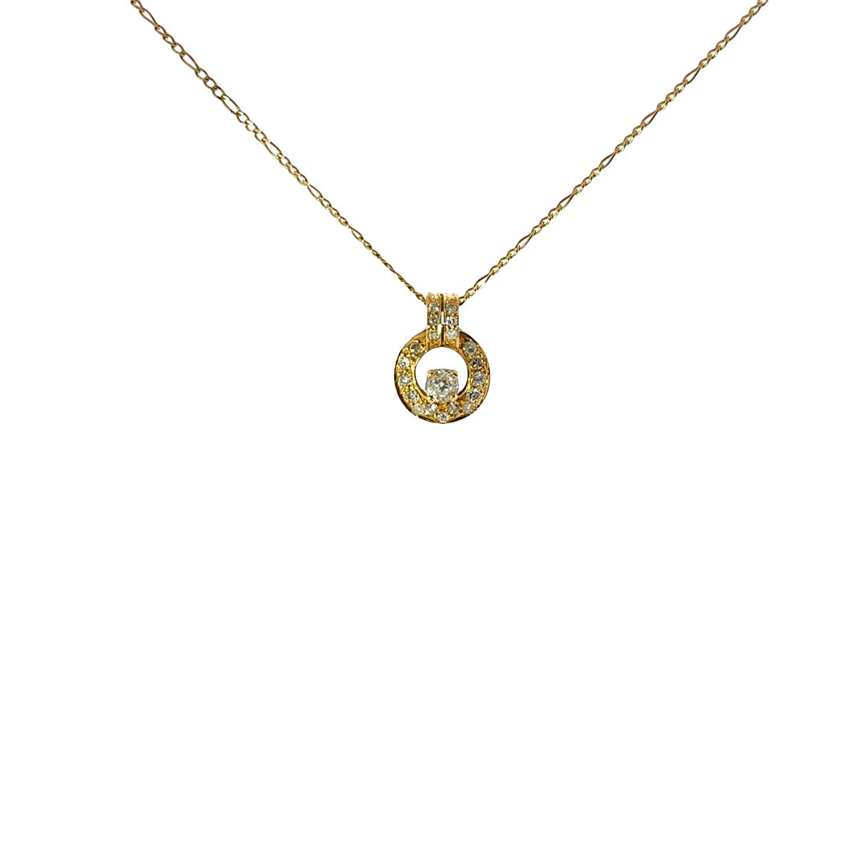 Pendentif halo en diamant en or jaune 9 carats sur chaîne de 17 pouces-photo-4