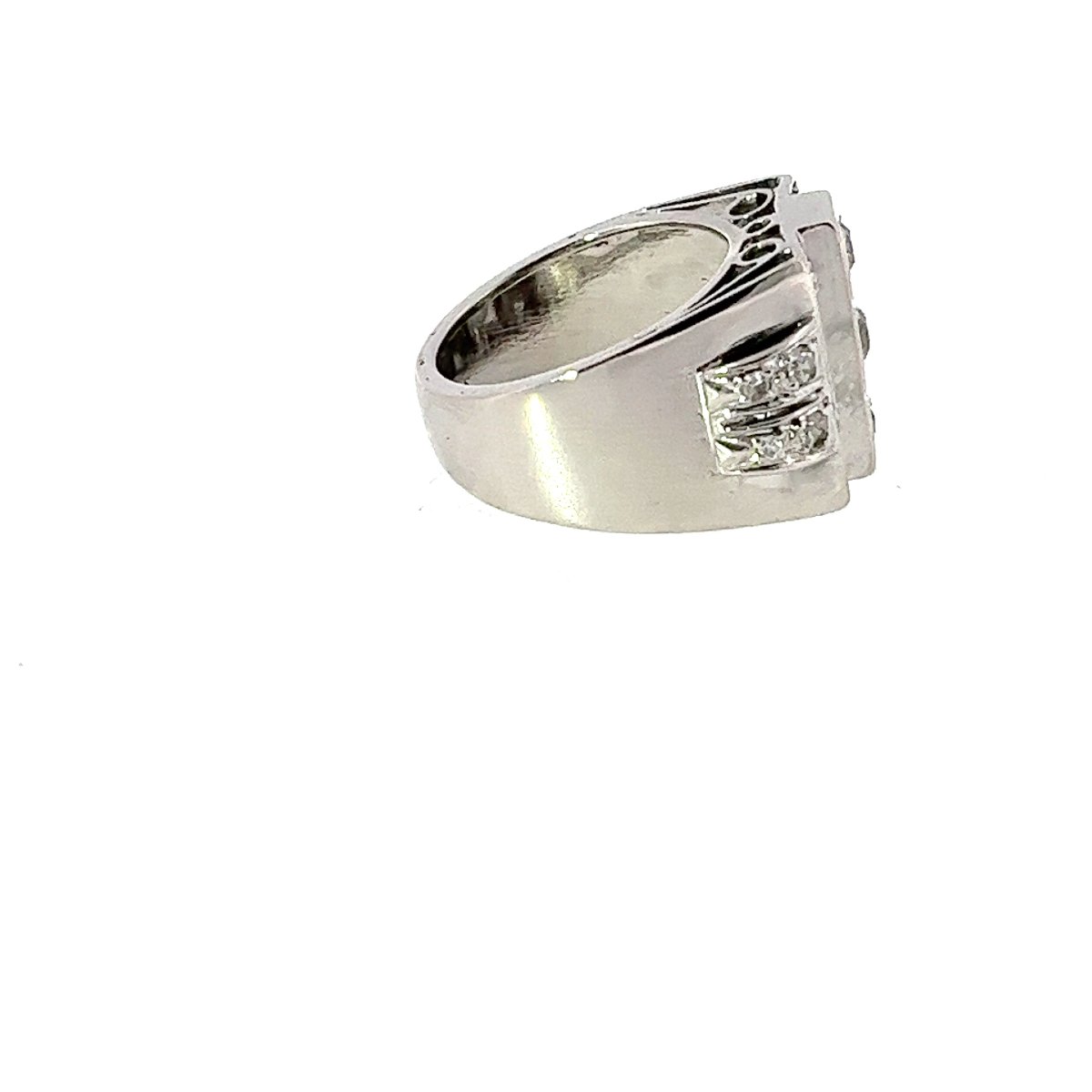 Bague vintage à 4 rangées de diamants, or blanc 18 carats, 0,60 carat au total-photo-4