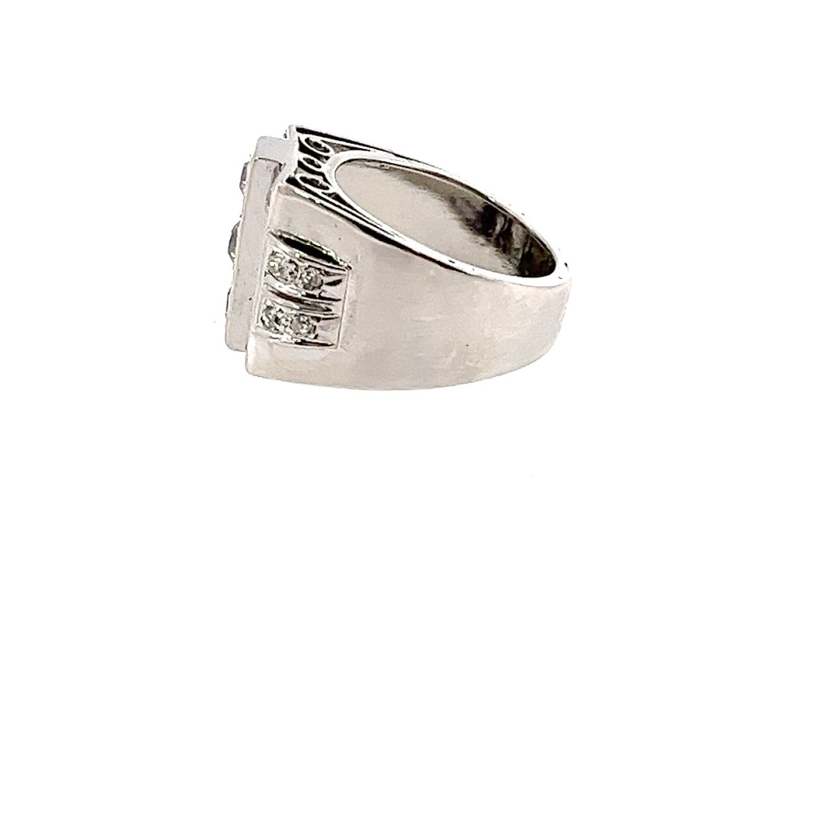 Bague vintage à 4 rangées de diamants, or blanc 18 carats, 0,60 carat au total-photo-4