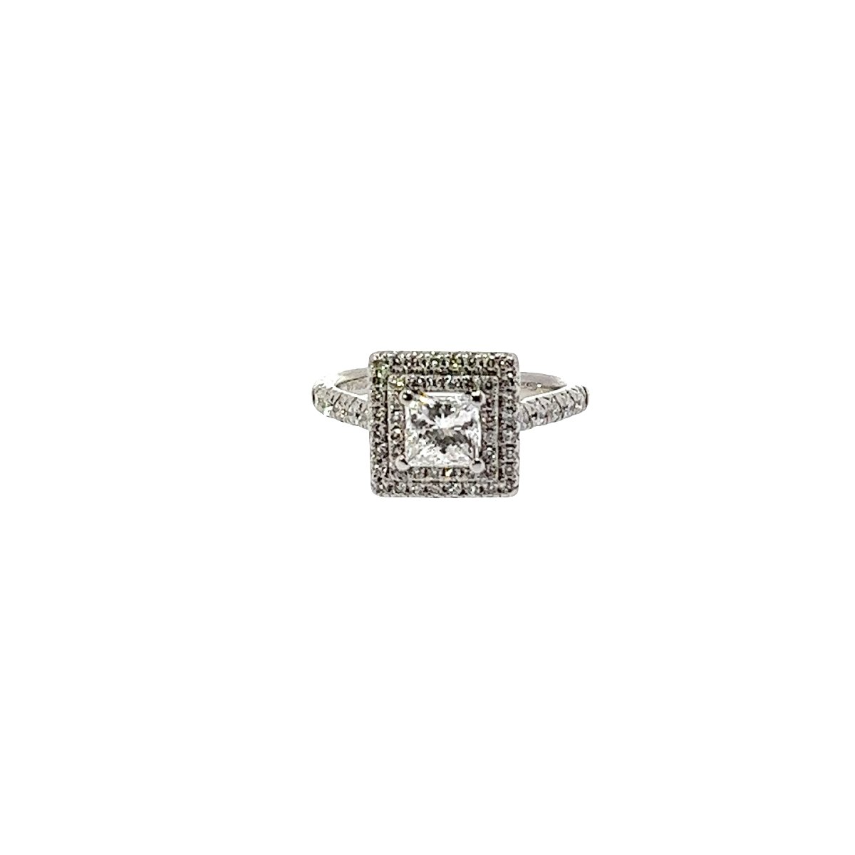 Bague de fiançailles solitaire en diamant Halo – Platine, diamant 0,66 ct F/VS1-photo-3