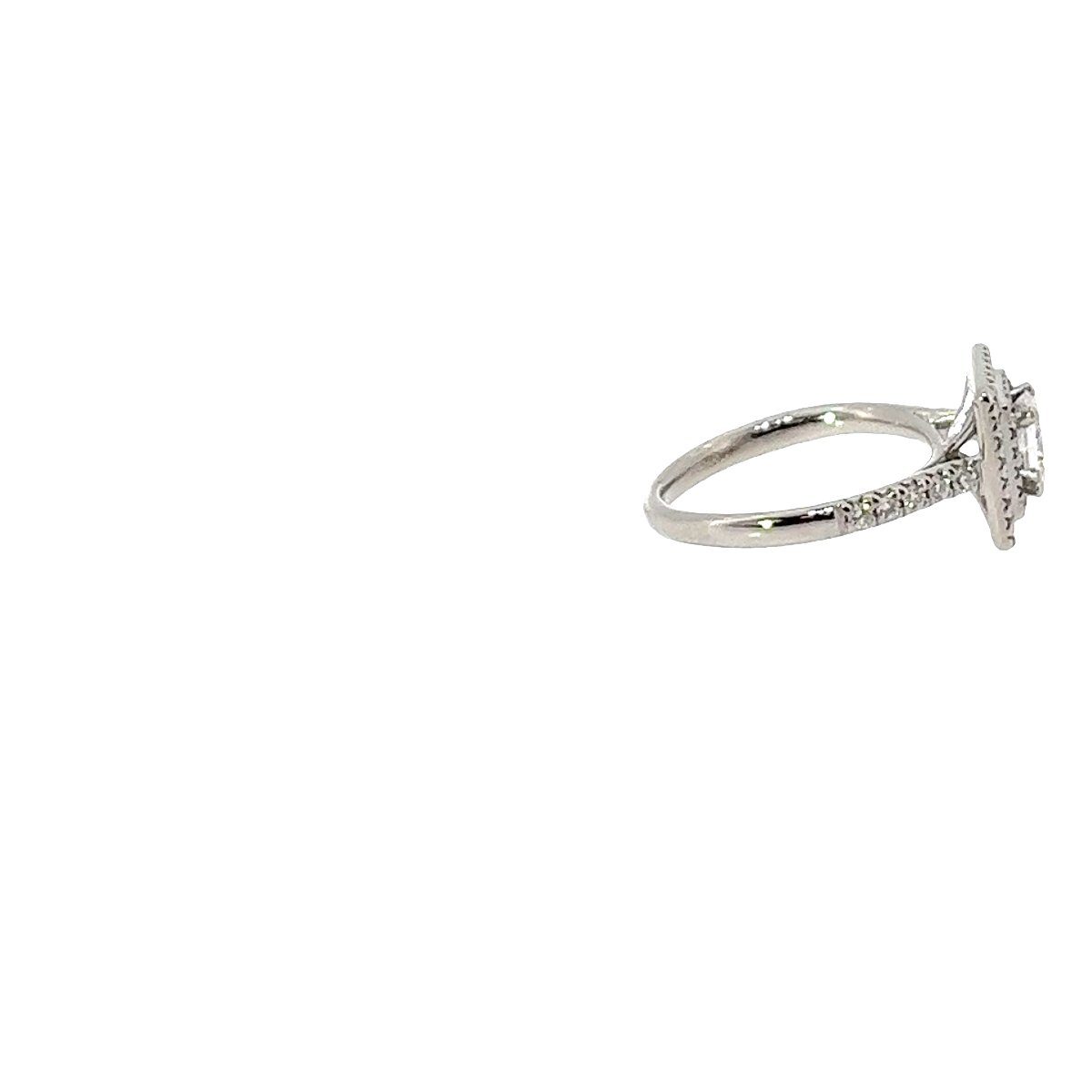 Bague de fiançailles solitaire en diamant Halo – Platine, diamant 0,66 ct F/VS1-photo-4