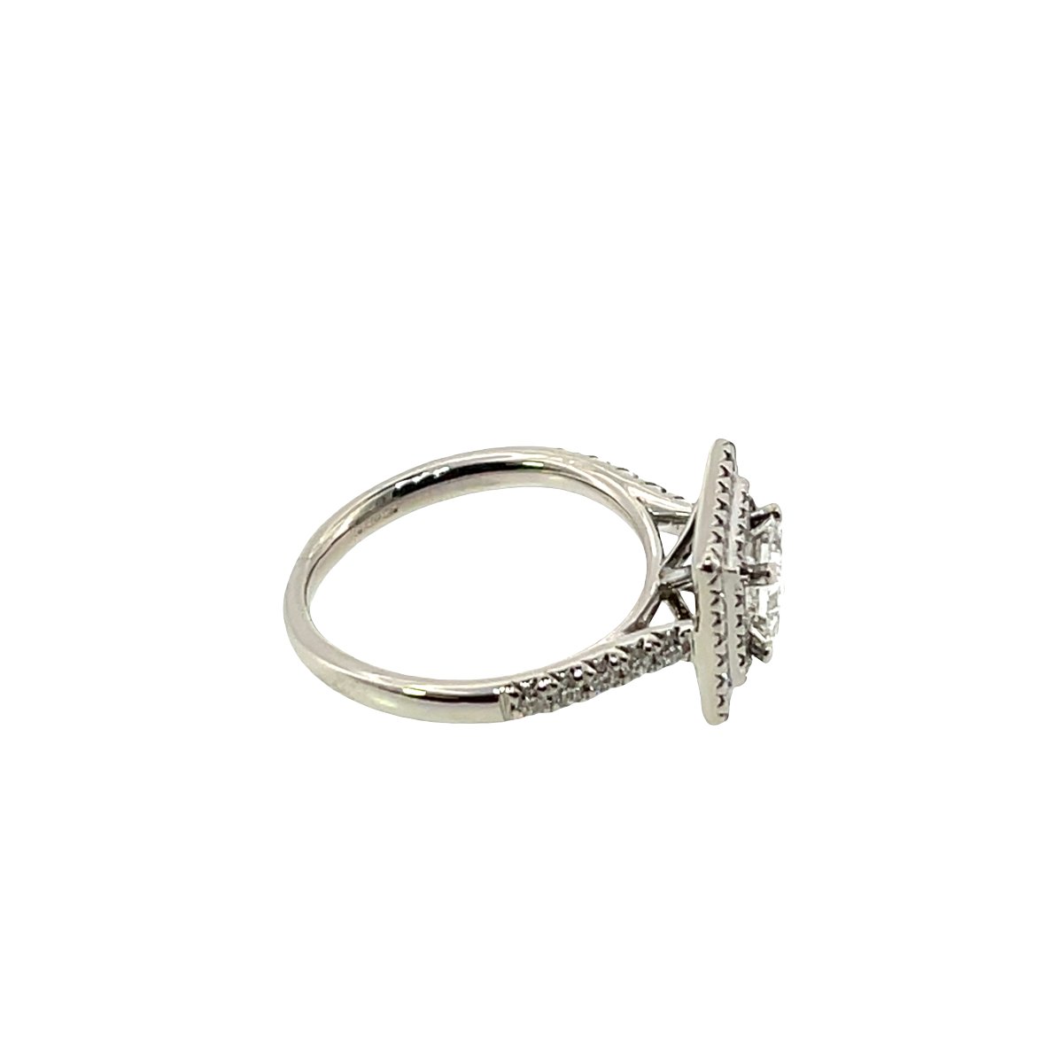 Bague de fiançailles solitaire en diamant Halo – Platine, diamant 0,66 ct F/VS1-photo-2