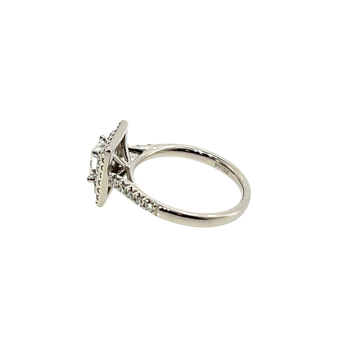 Bague de fiançailles solitaire en diamant Halo – Platine, diamant 0,66 ct F/VS1-photo-3