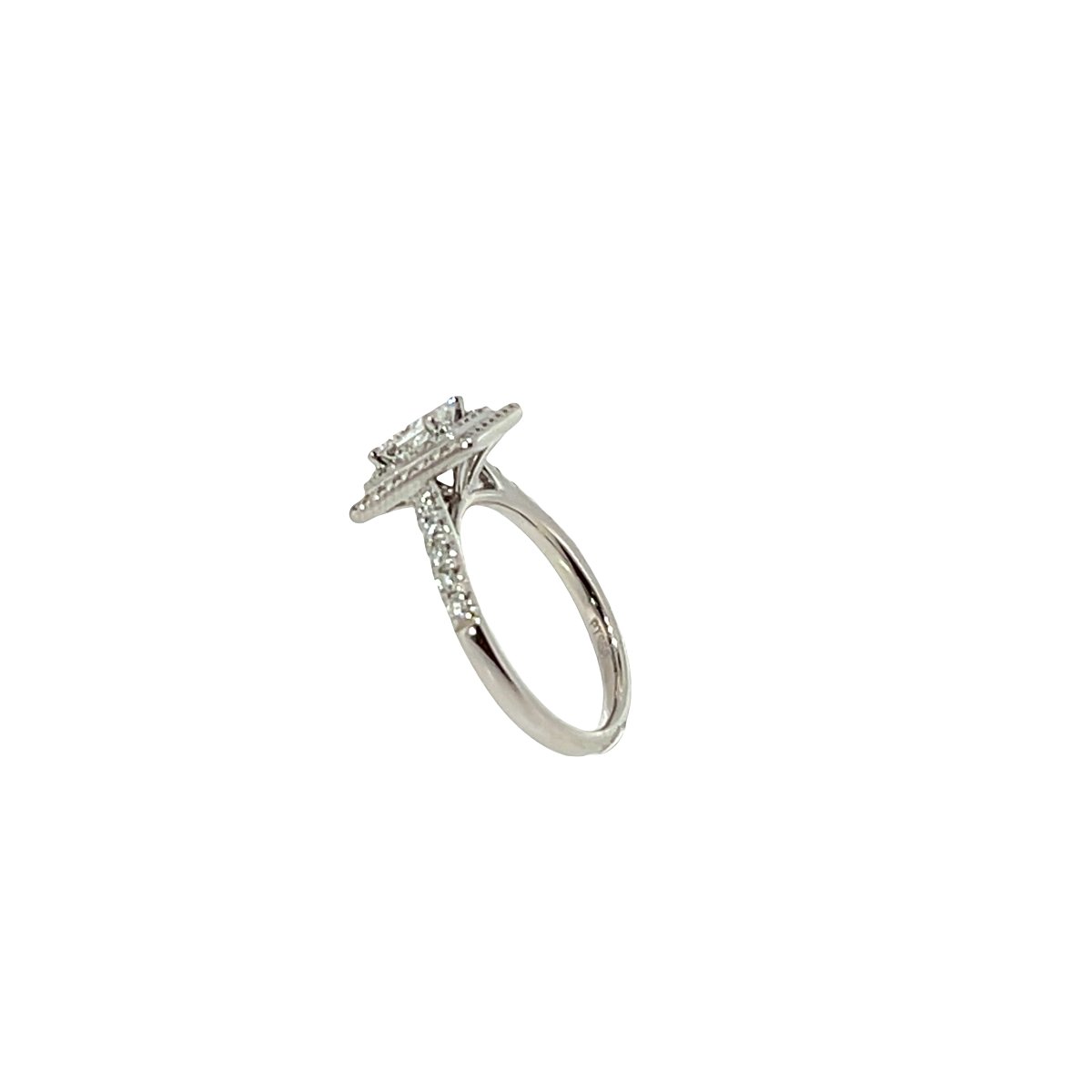 Bague de fiançailles solitaire en diamant Halo – Platine, diamant 0,66 ct F/VS1-photo-4