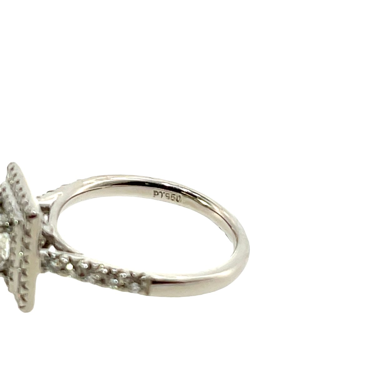 Bague de fiançailles solitaire en diamant Halo – Platine, diamant 0,66 ct F/VS1-photo-5