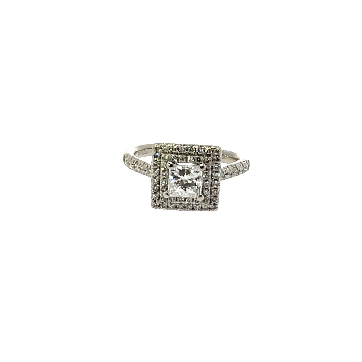 Bague de fiançailles solitaire en diamant Halo – Platine, diamant 0,66 ct F/VS1