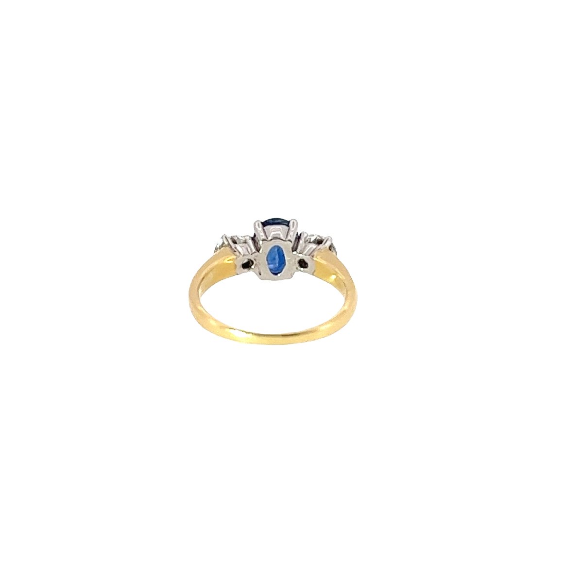 Bague 3 pierres en saphir et diamant – Or jaune et blanc 18 carats-photo-1