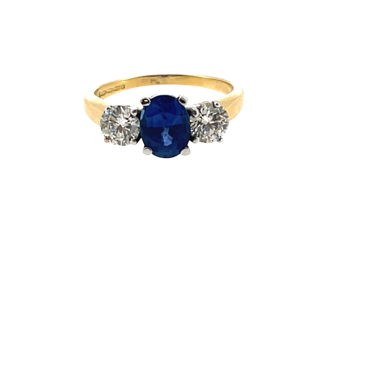 Bague 3 pierres en saphir et diamant – Or jaune et blanc 18 carats