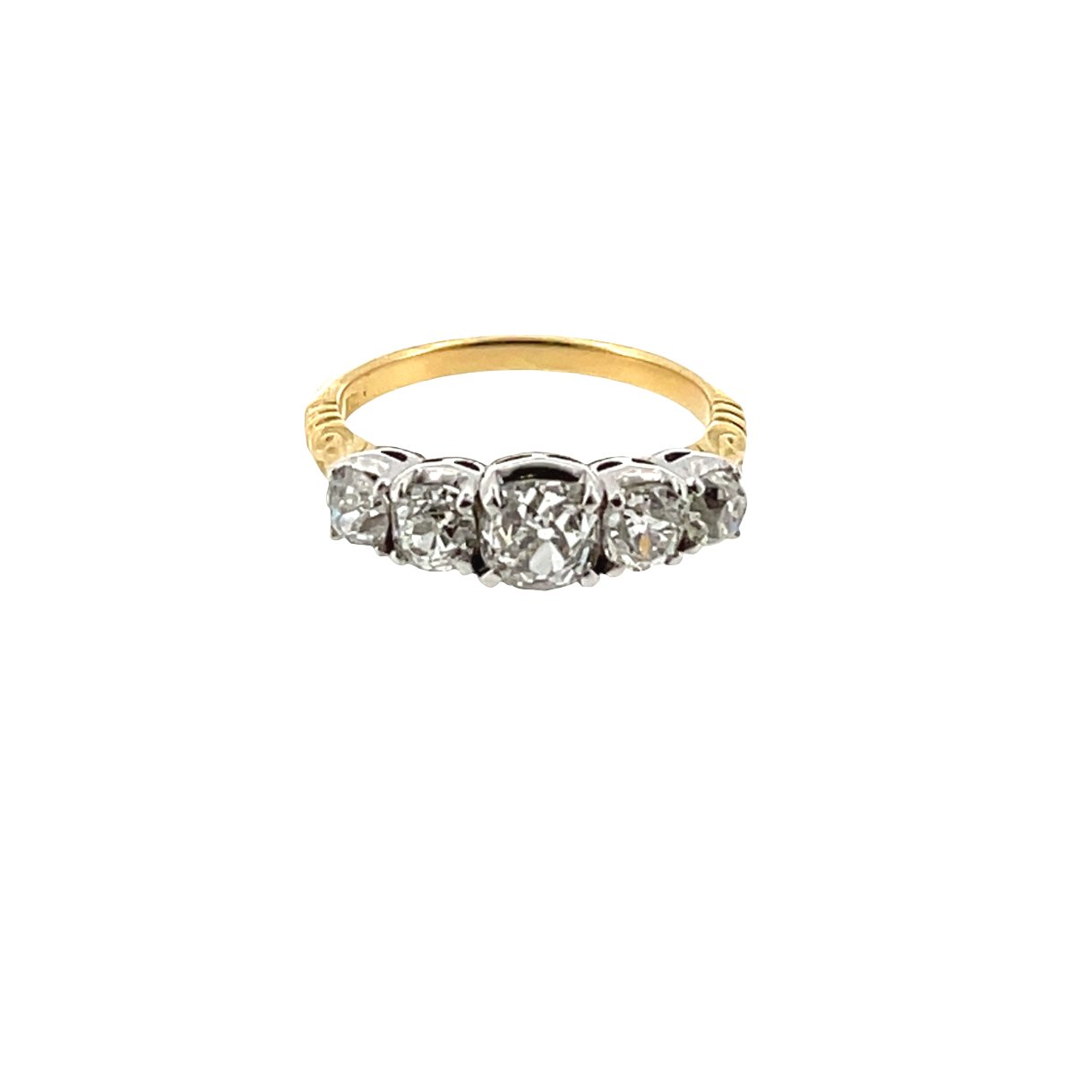 Bague à 5 pierres en diamant montée sur or jaune et blanc 18 carats, diamants naturels de 2,03 -photo-1