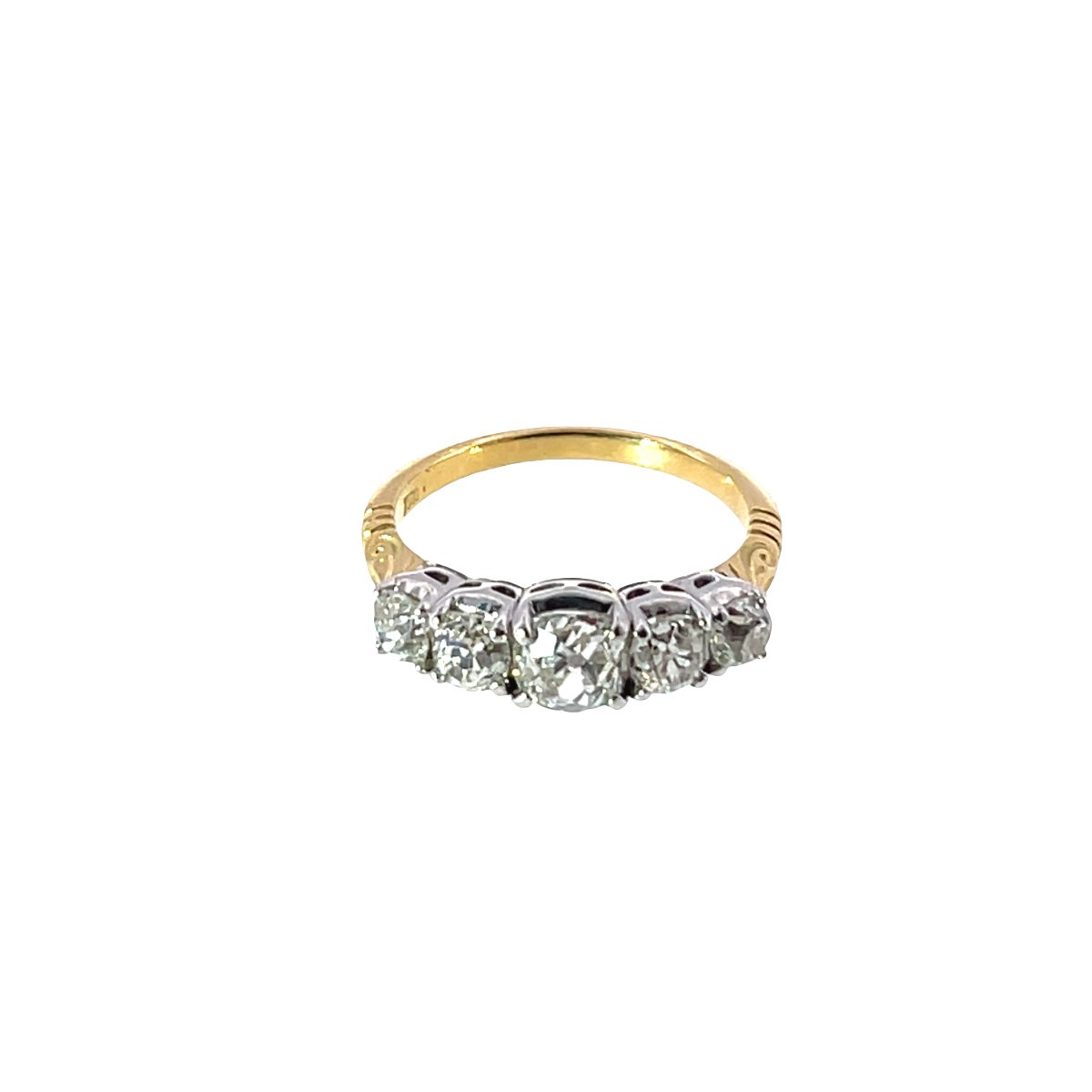 Bague à 5 pierres en diamant montée sur or jaune et blanc 18 carats, diamants naturels de 2,03 -photo-2