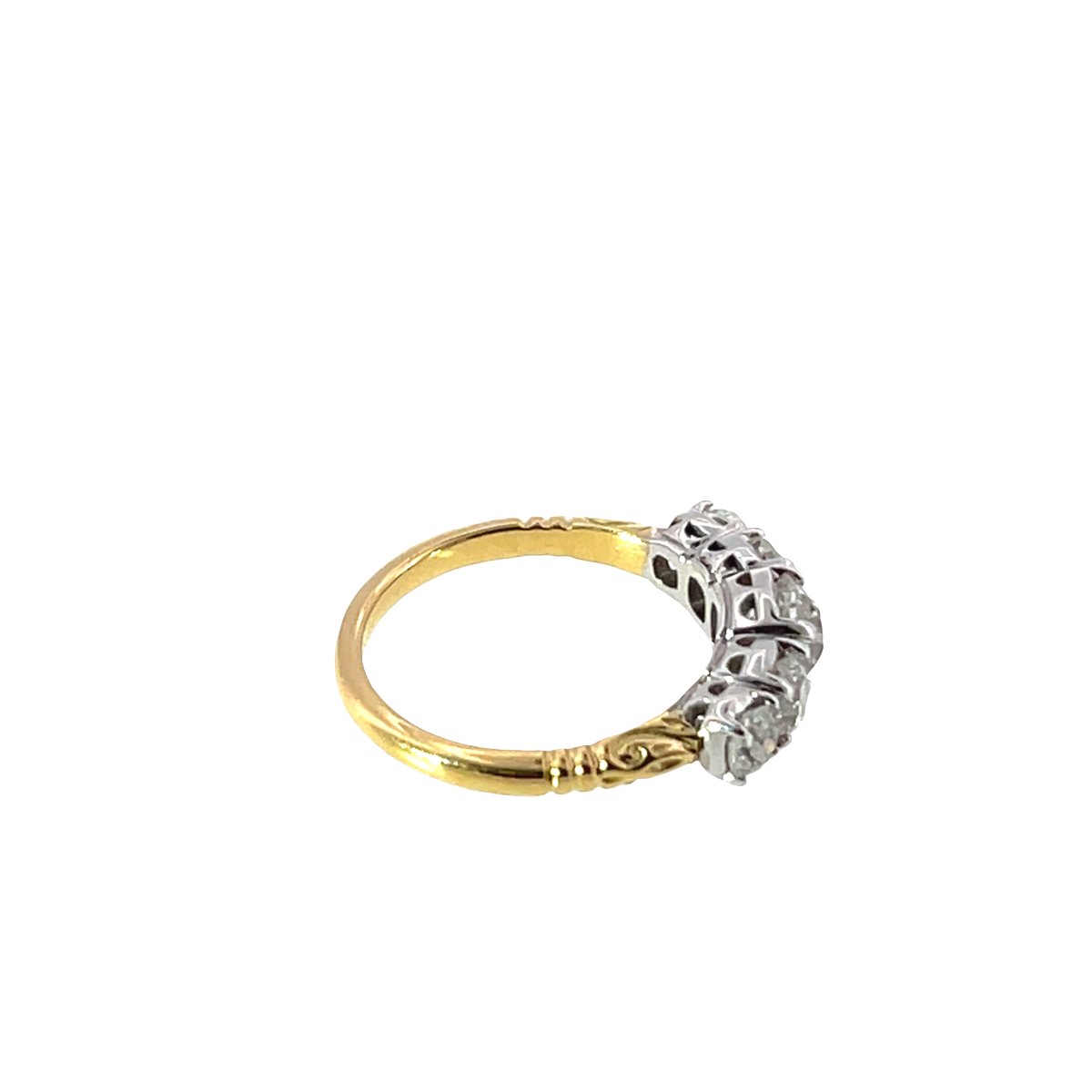 Bague à 5 pierres en diamant montée sur or jaune et blanc 18 carats, diamants naturels de 2,03 -photo-3