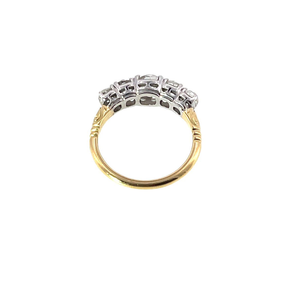 Bague à 5 pierres en diamant montée sur or jaune et blanc 18 carats, diamants naturels de 2,03 -photo-4