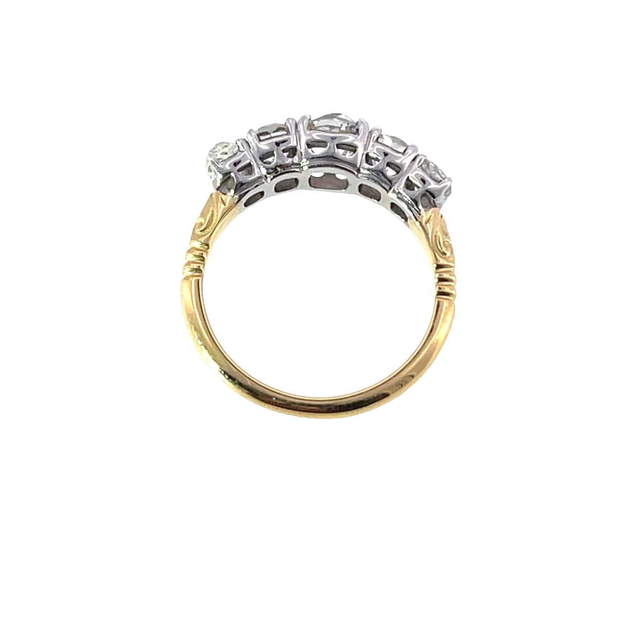 Bague à 5 pierres en diamant montée sur or jaune et blanc 18 carats, diamants naturels de 2,03 -photo-5