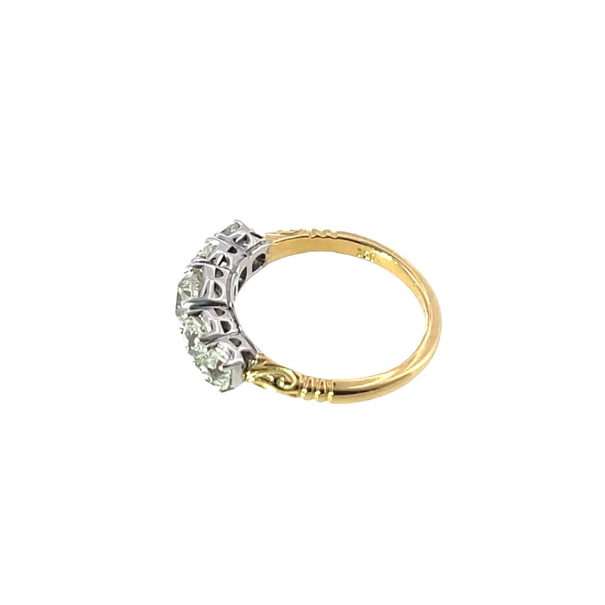 Bague à 5 pierres en diamant montée sur or jaune et blanc 18 carats, diamants naturels de 2,03 -photo-6