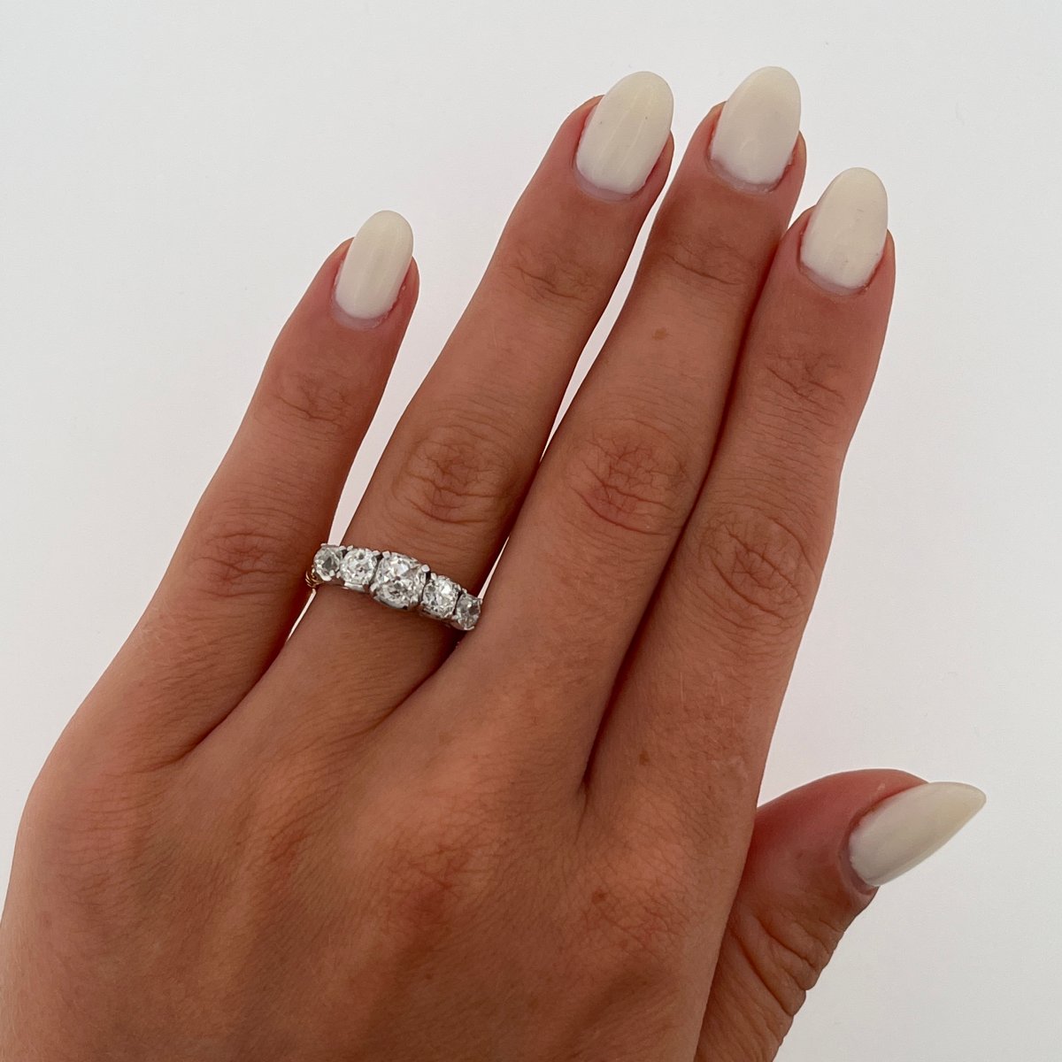Bague à 5 pierres en diamant montée sur or jaune et blanc 18 carats, diamants naturels de 2,03 -photo-7