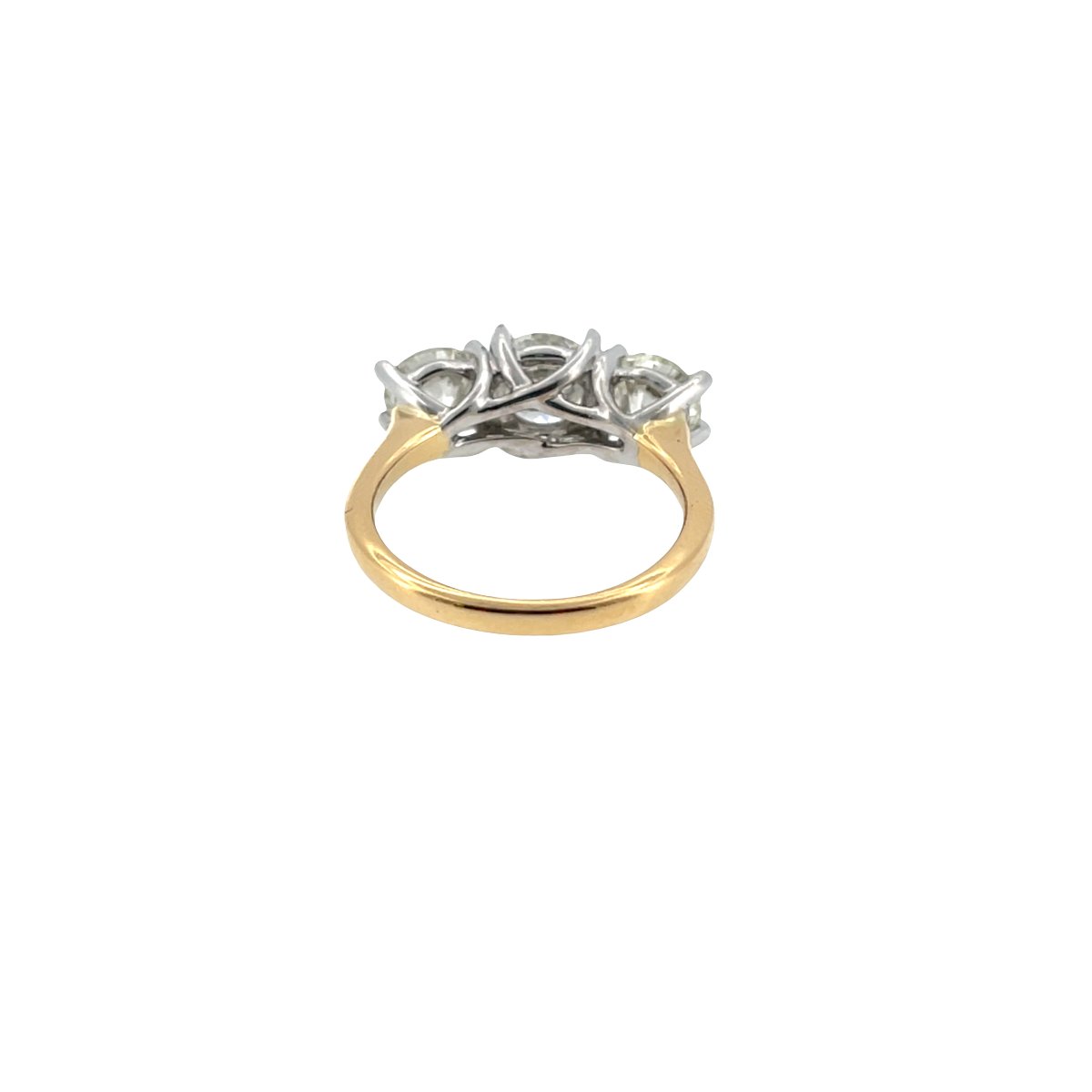 Bague à 3 pierres en diamant montée sur or jaune et blanc 18 carats, 2,92 carats de diamants na-photo-3