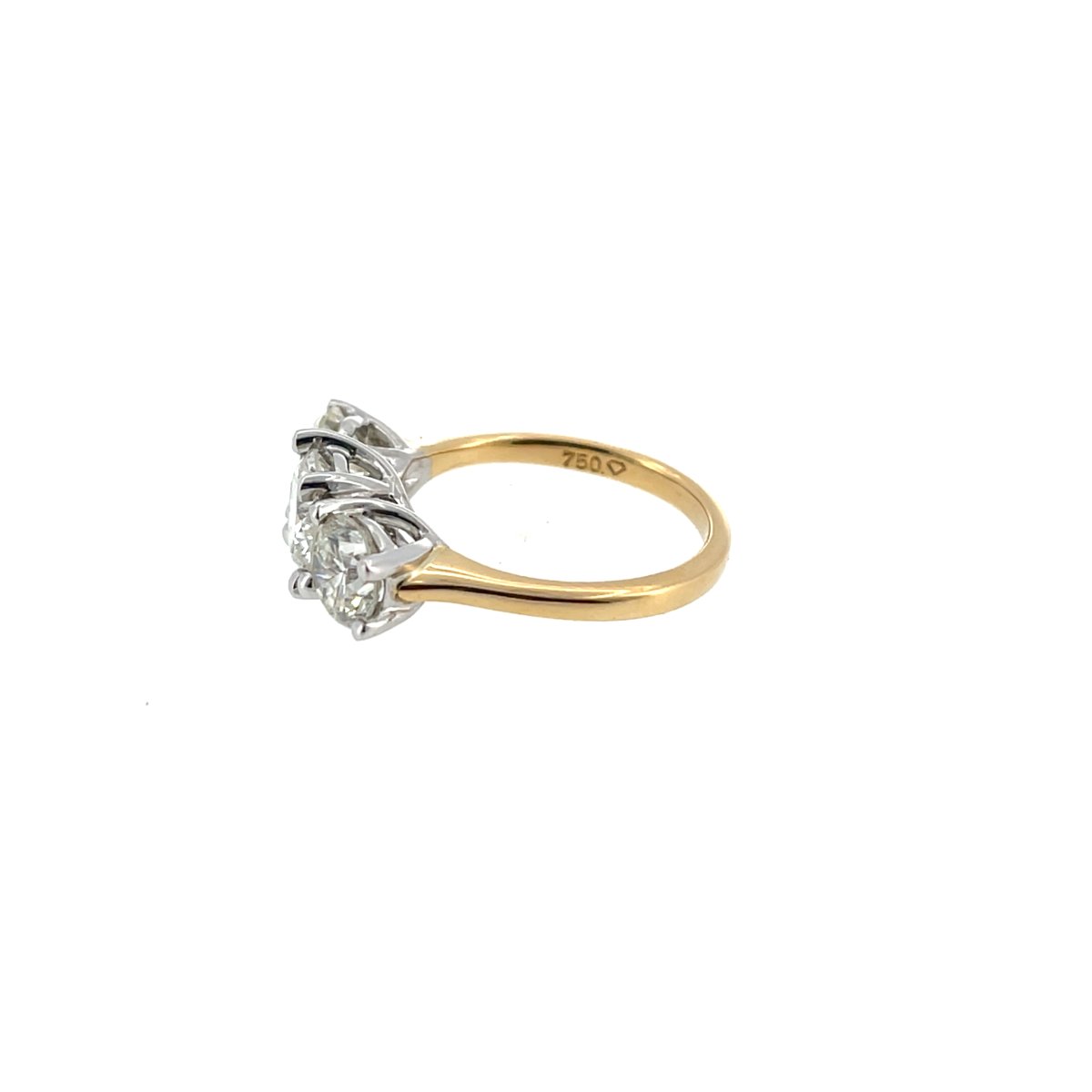 Bague à 3 pierres en diamant montée sur or jaune et blanc 18 carats, 2,92 carats de diamants na-photo-4