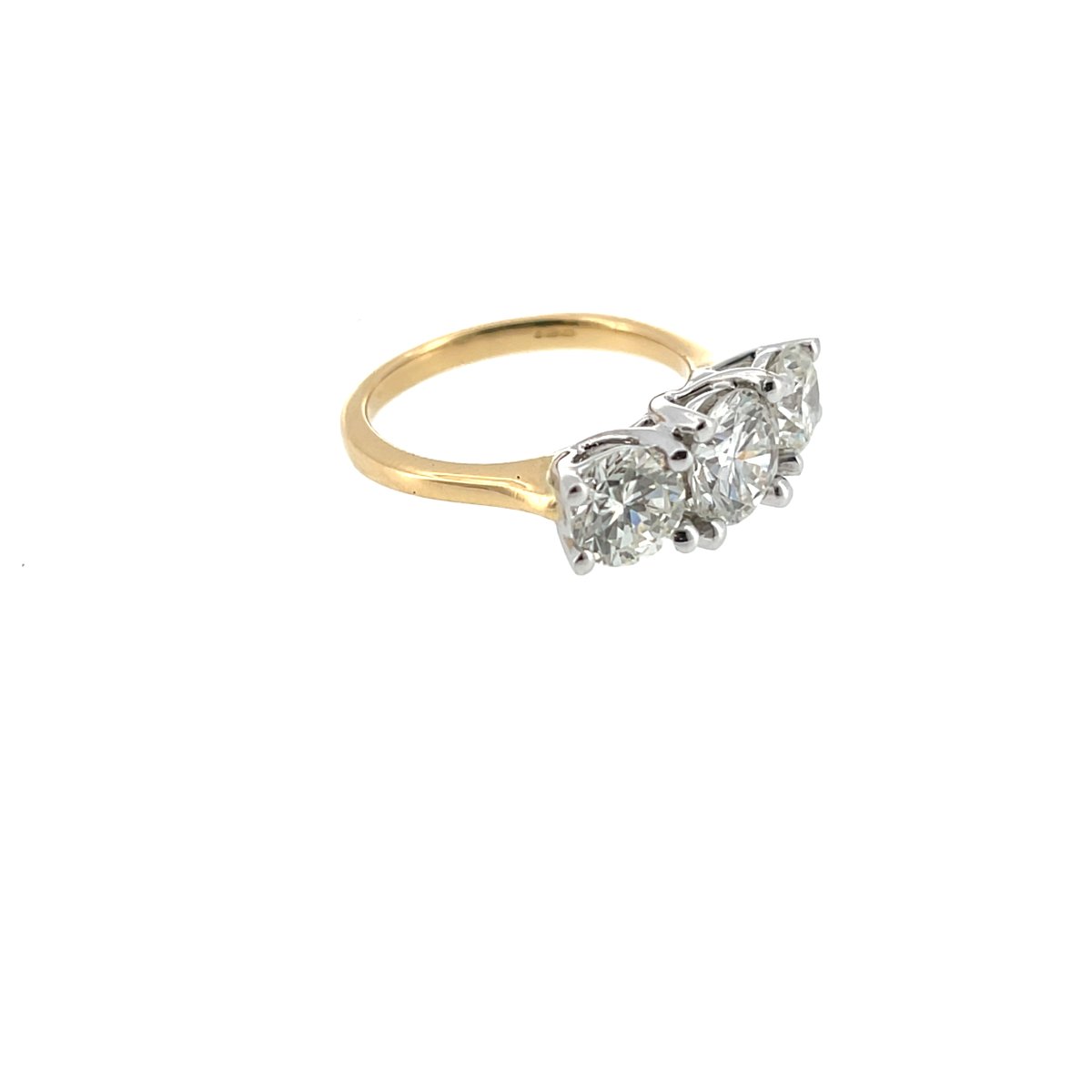 Bague à 3 pierres en diamant montée sur or jaune et blanc 18 carats, 2,92 carats de diamants na-photo-1