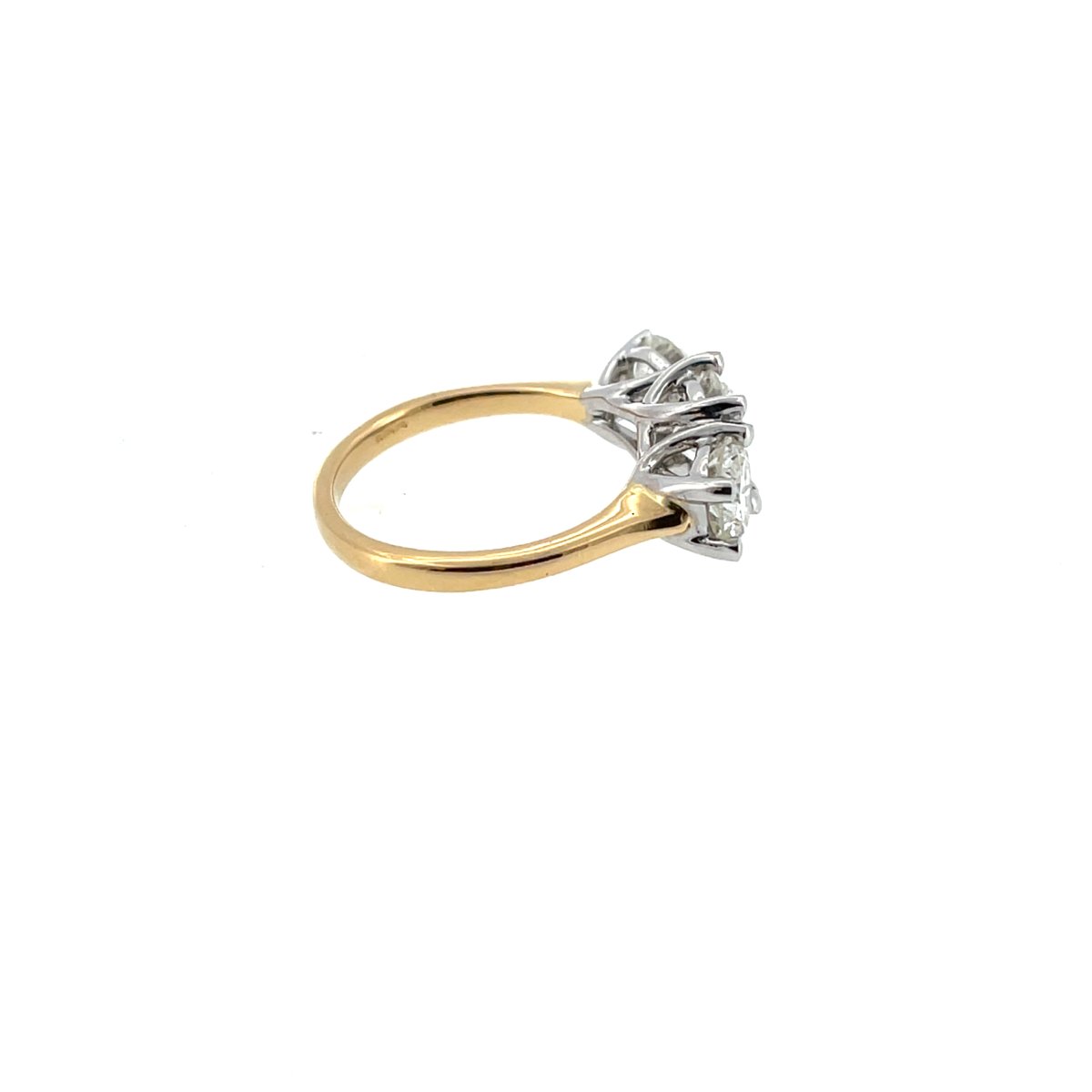Bague à 3 pierres en diamant montée sur or jaune et blanc 18 carats, 2,92 carats de diamants na-photo-2