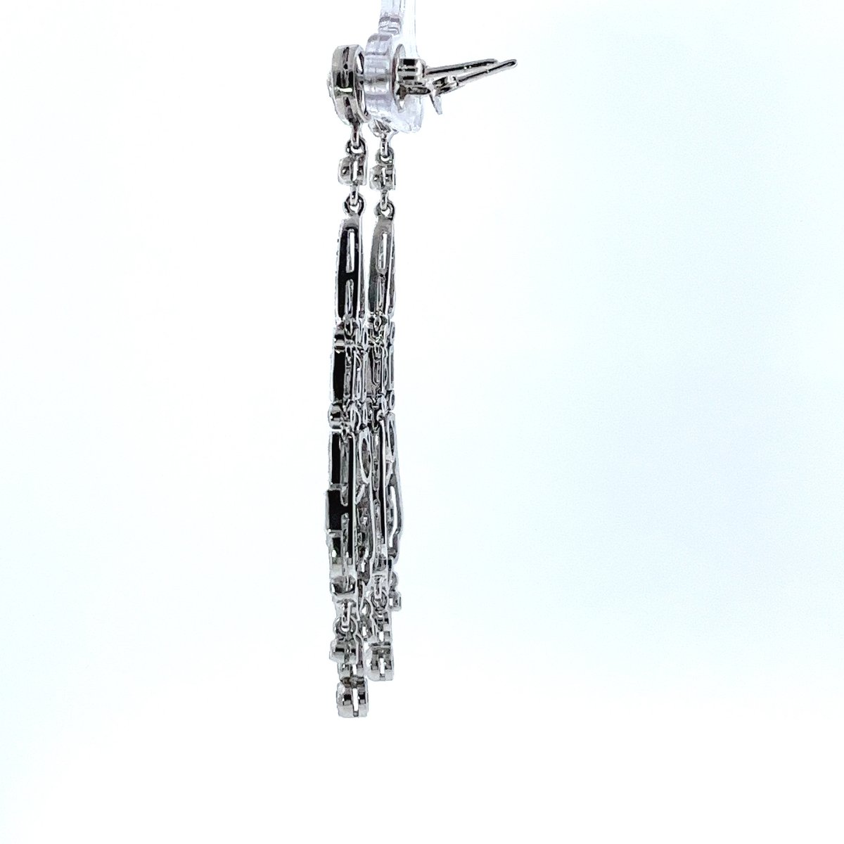 Art Deco Dangling Earrings In 18-karat White Gold With Diamonds – 2.40 Carats Of Diamonds-photo-2