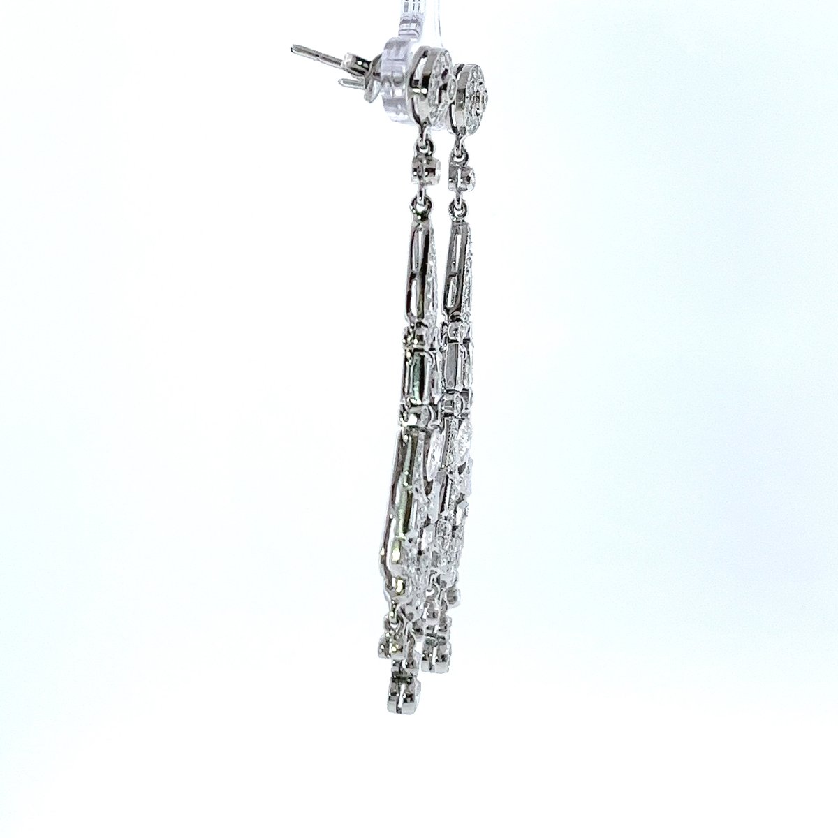 Art Deco Dangling Earrings In 18-karat White Gold With Diamonds – 2.40 Carats Of Diamonds-photo-4