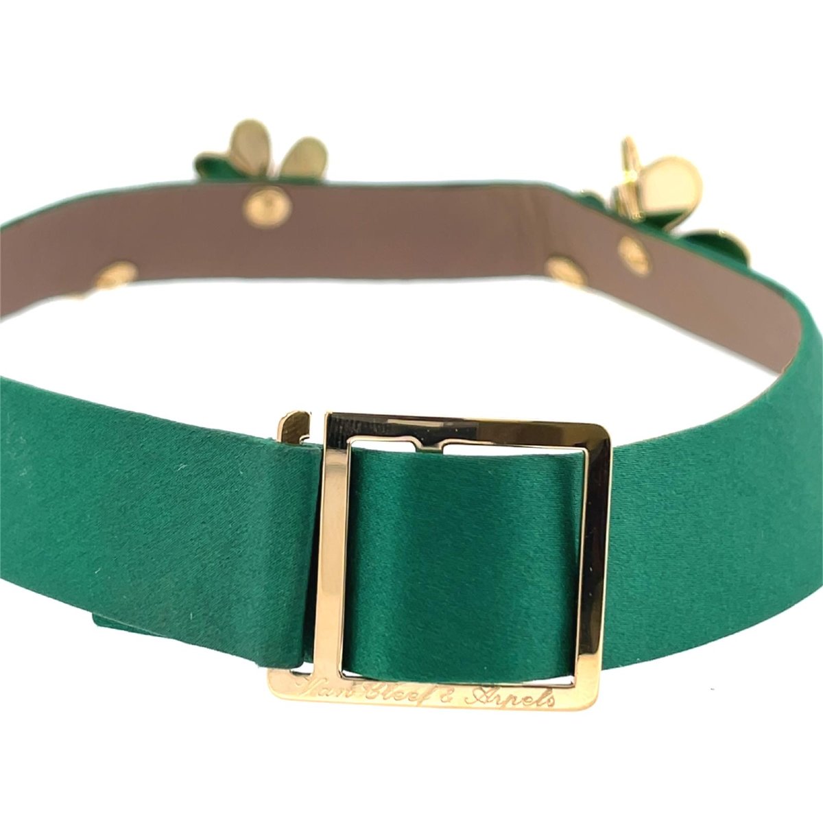 Collier ras-du-cou Van Cleef & Arpels Frivole en or 18 carats avec diamants et satin vert-photo-3
