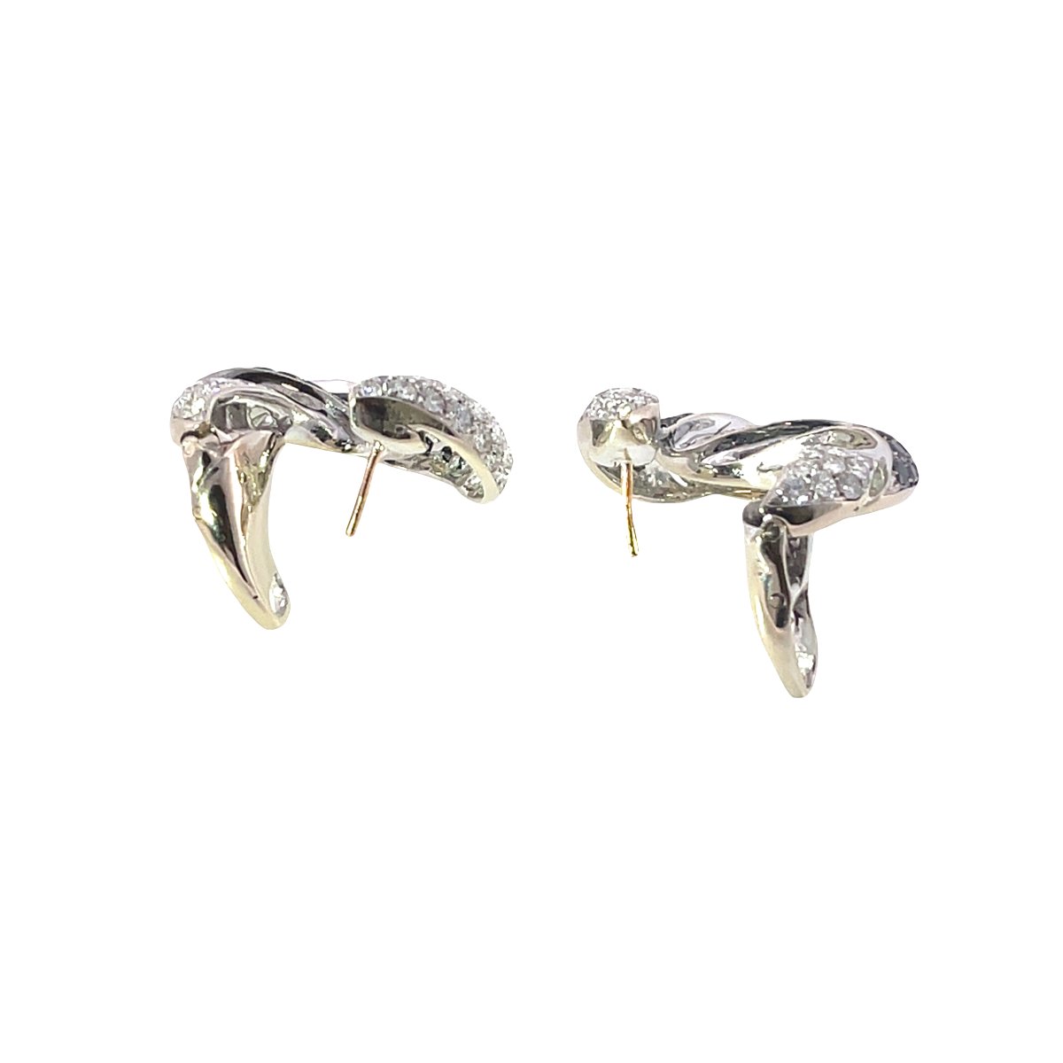 Clips d'oreilles circulaires David Morris Pavé en diamants noirs et blancs – Or blanc 18 carats-photo-4