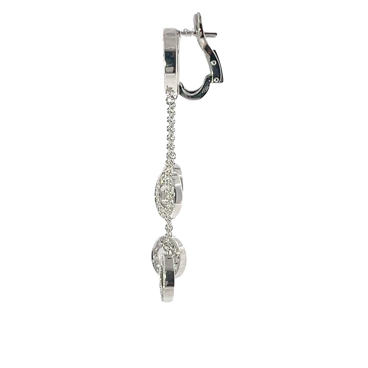 Vintage Diamond Circle Dangle Earrings – 18-karat White Gold – 1.50 Ct-photo-4