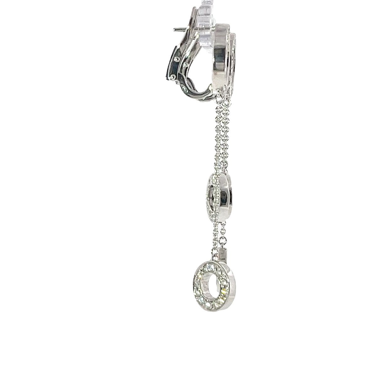 Vintage Diamond Circle Dangle Earrings – 18-karat White Gold – 1.50 Ct-photo-4