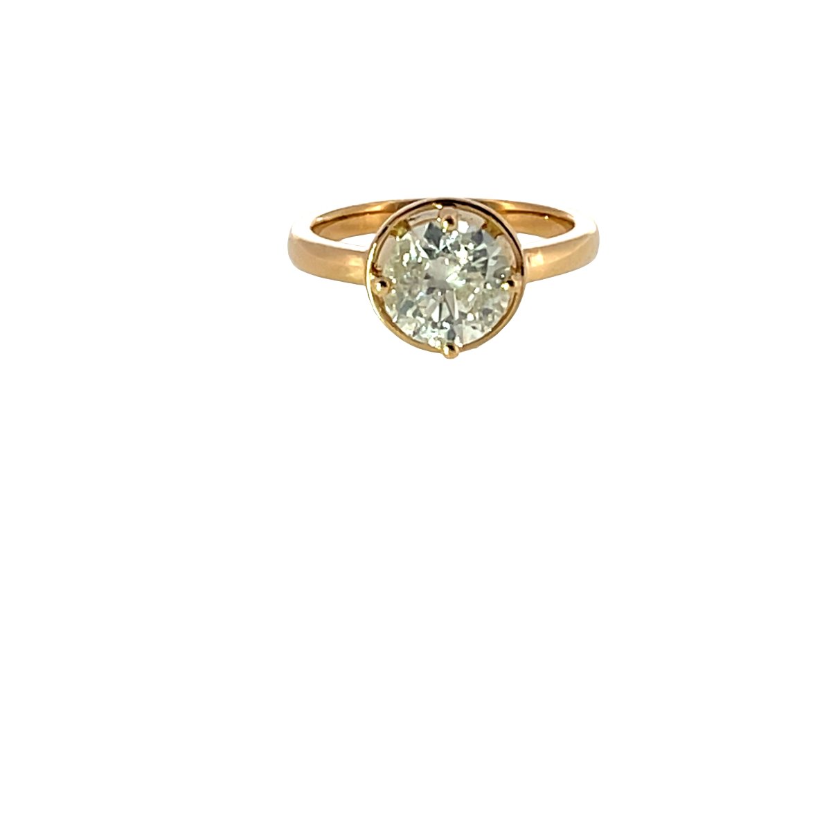 Bague solitaire en diamant naturel – 2,08 ct, or jaune 18 carats