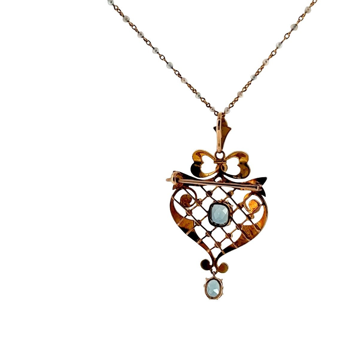 Ensemble de Collier Vintage avec Perles, Tourmaline et Rubis – Or Jaune 9 carats-photo-3