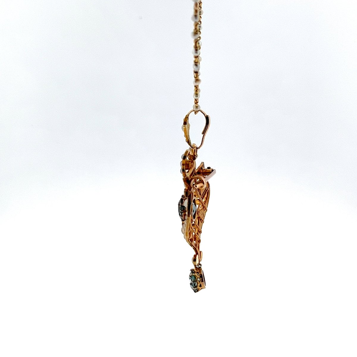 Ensemble de Collier Vintage avec Perles, Tourmaline et Rubis – Or Jaune 9 carats-photo-7