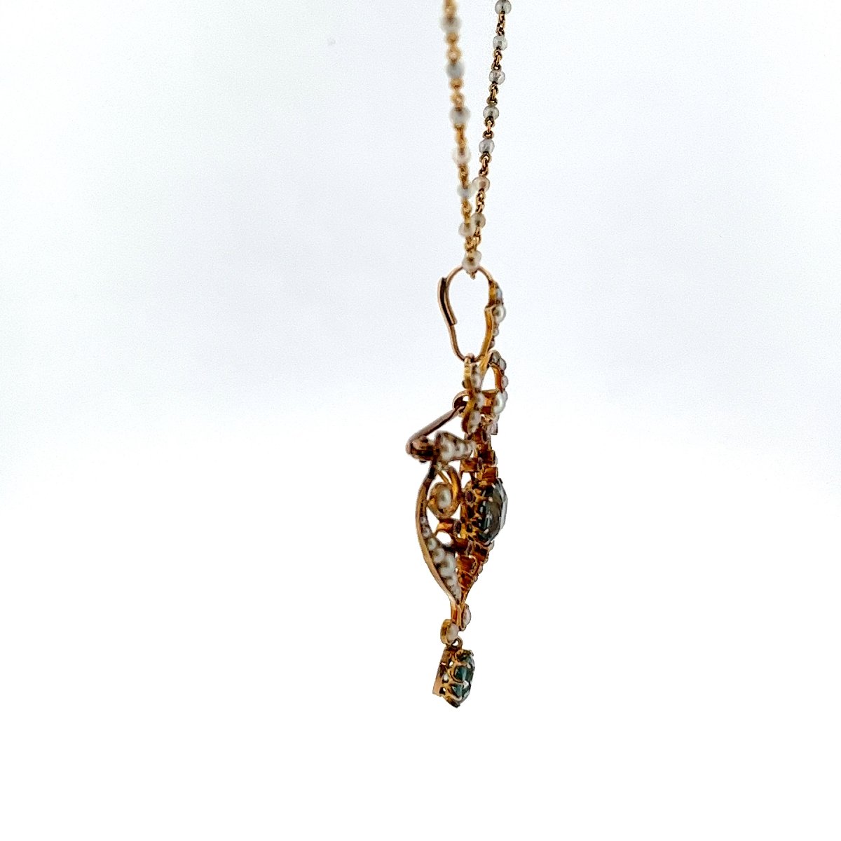Ensemble de Collier Vintage avec Perles, Tourmaline et Rubis – Or Jaune 9 carats-photo-8