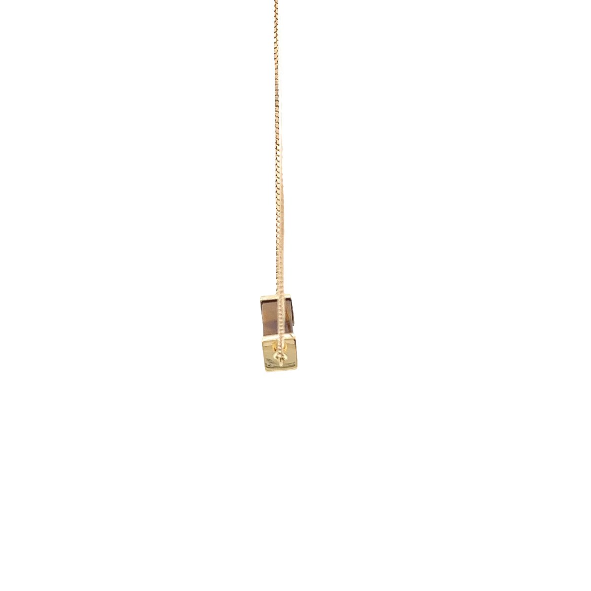 Collier chaîne vintage en or 18 carats avec une pierre œil de tigre-photo-2