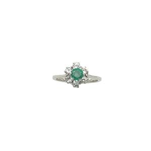 Bague En Or Blanc 18 Carats émeraude Et Diamant